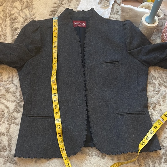 Vintage Sasson charcoal gray scallop trim jacket size medium - Picture 12 of 13